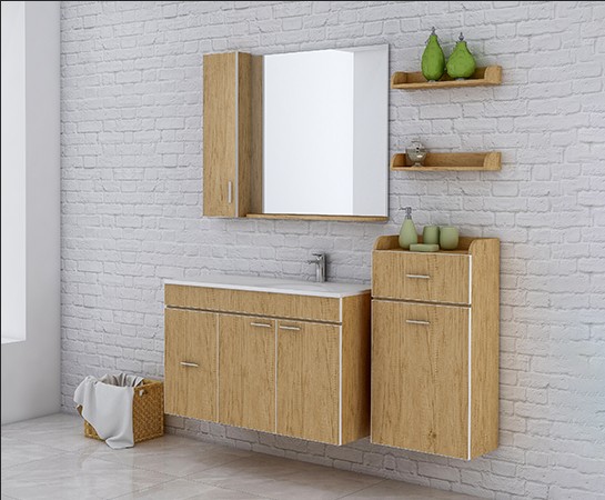 全铝卫浴柜-01（风格：现代；颜色：橡木）